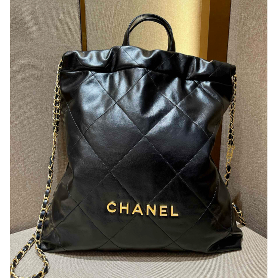 Chanel Large 22 Bag Backpack Black Calfskin