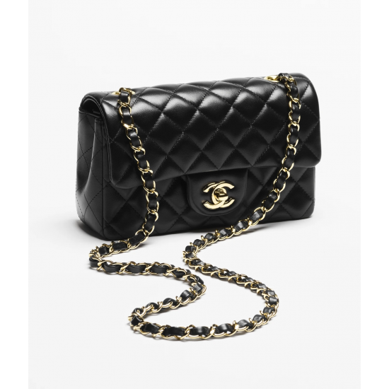 Chanel Mini Rectangular Flap Bag Black Lambskin