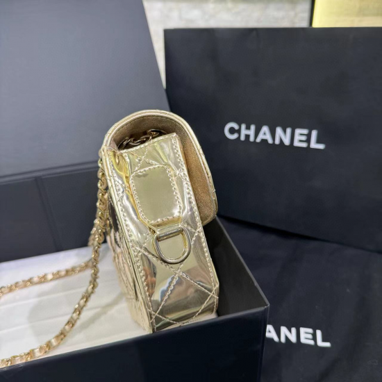 Chanel Mini Flap & Star Coin Purse Gold Calfskin Bag