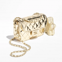 Chanel Mini Flap & Star Coin Purse Gold Calfskin Bag