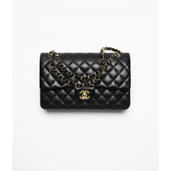 Chanel Medium Classic Double Flap Bag Black Lambskin