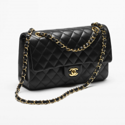 Chanel Medium Classic Double Flap Bag Black Lambskin