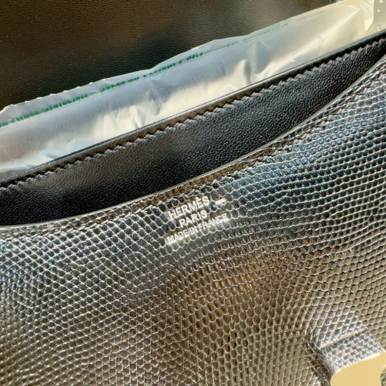 Hermès Constance Mini 18 Black Lizard Shoulder Bag