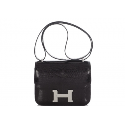Hermès Constance Mini 18 Black Lizard Shoulder Bag