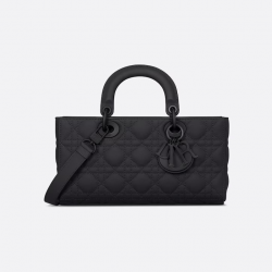 DIOR Medium Lady D-Joy  Ultramatte Black Calfskin Bag