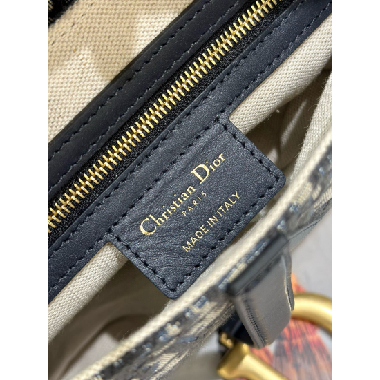DIOR  Saddle Blue Oblique Jacquard Bag With Strap
