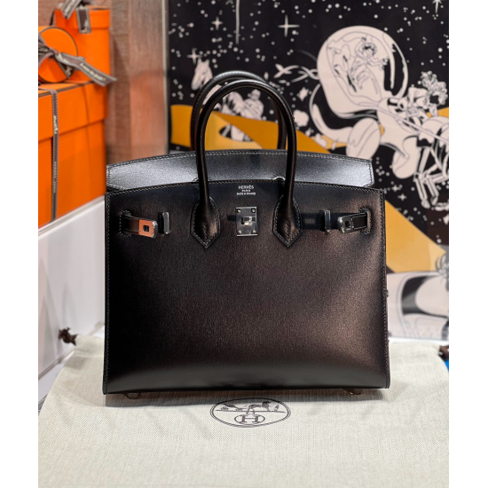 Hermès Birkin 25 Black Box Calf Handbag 