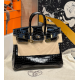Hermès Birkin 25 Black Shiny Niloticus Crocodile  Handbag 