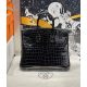 Hermès Birkin 25 Black Shiny Porosus Crocodile Handbag 