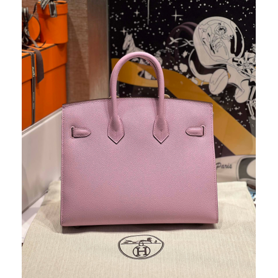 Hermès Birkin 25 Mauve Sylvestre Epsom Handbag 