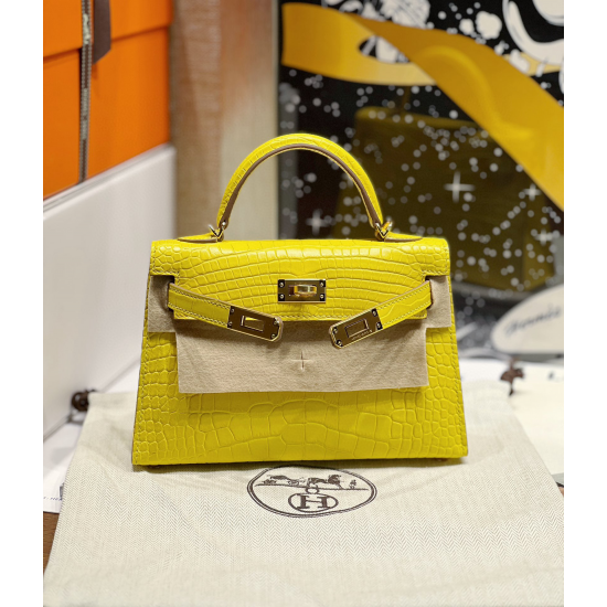 Hermès Mini Kelly II Mimosa Matte Alligator Handbags
