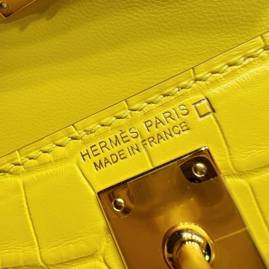 Hermès Mini Kelly II Mimosa Matte Alligator Handbags