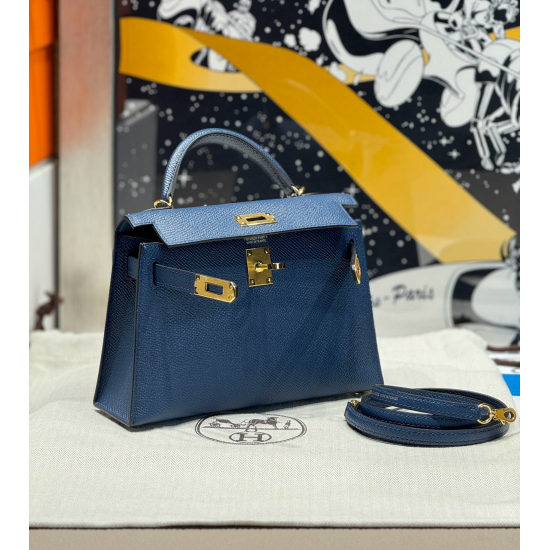 Hermès Kelly Sellier 20 Deep Blue Epsom Gold Hardware